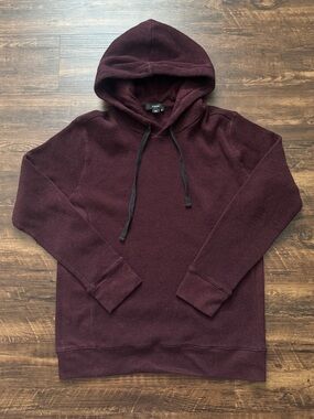 Vince Waffle Knit Maroon Hoodie | 100% Pima Cotton